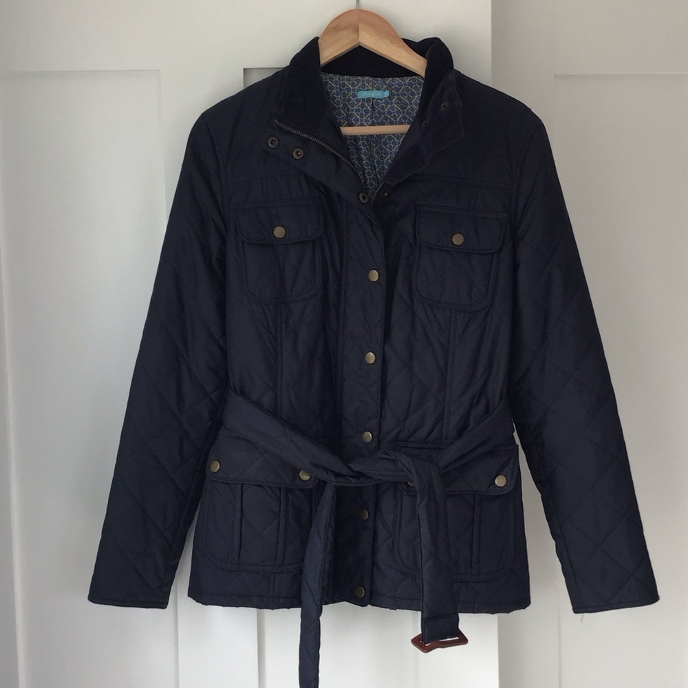 J. McLaughlin Quilted Belted Jacket in Navy